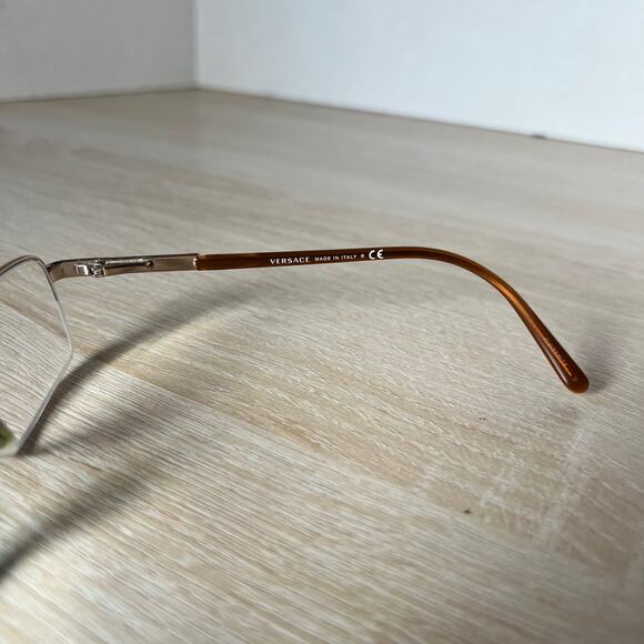 NWOT Versace Mod.1066 1053 Eyeglasses Brown Silver Half Rim Frames 50-18-135 - Picture 6 of 9